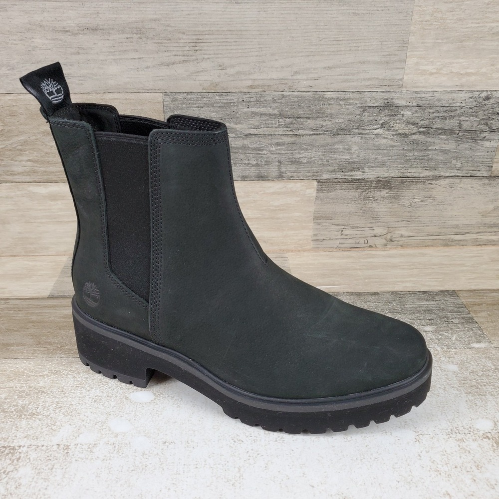 Timberland Carnaby Cool Basic Chelsea Boot Womens Sz 8 Jet Black Leather Pull On